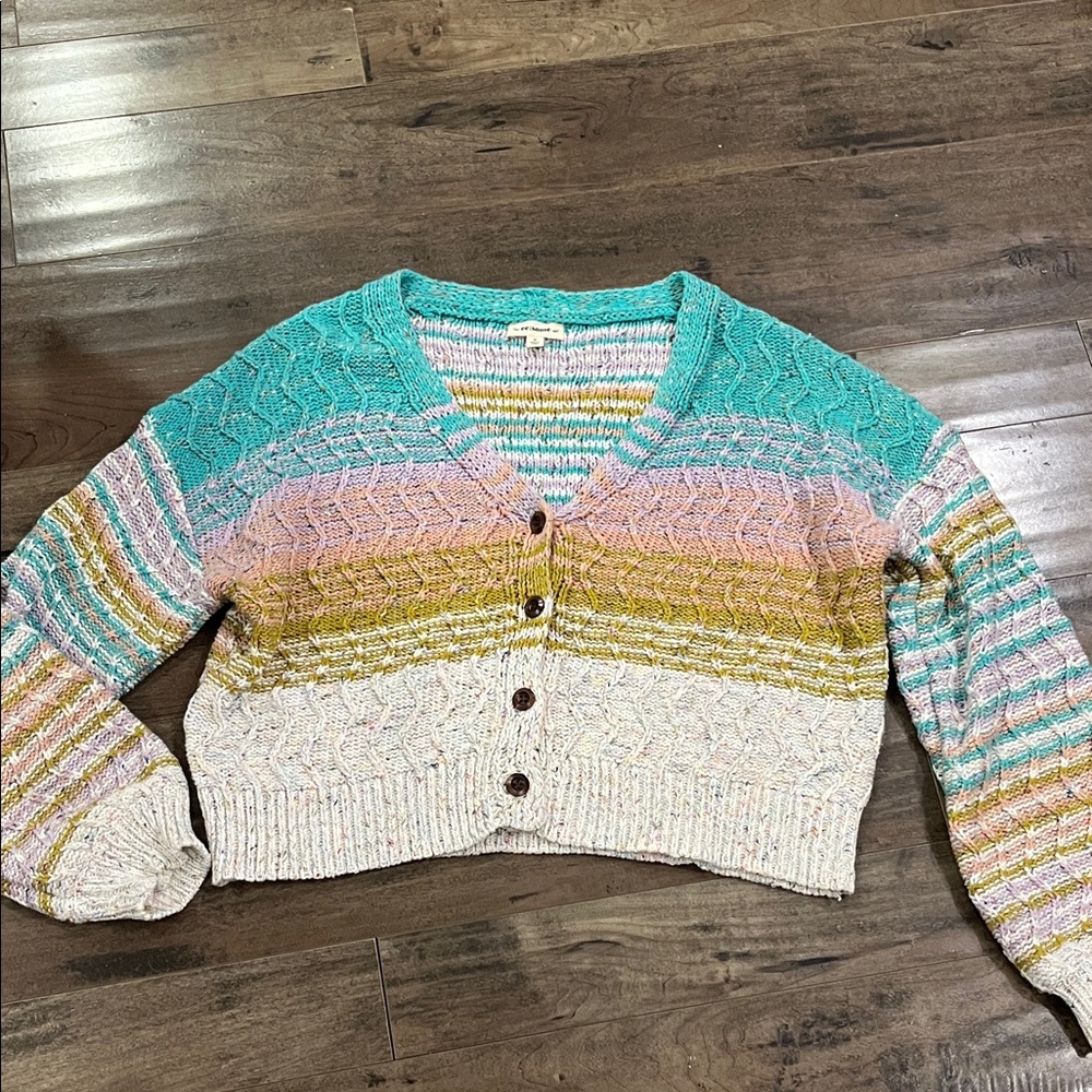 Eesome Pastel Striped Cropped Cardigan